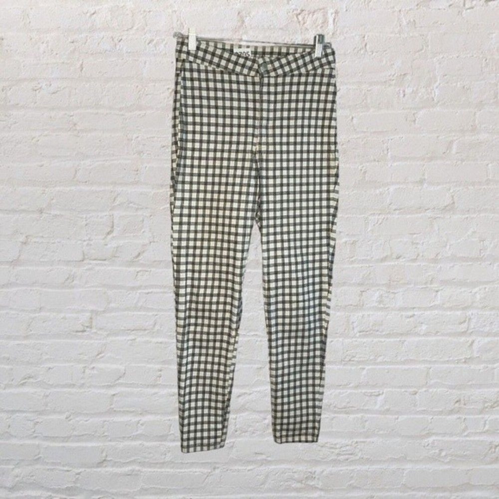 Free People Plaid High Waisted Trouser Tapered Leg Pants Women 27 Turkey